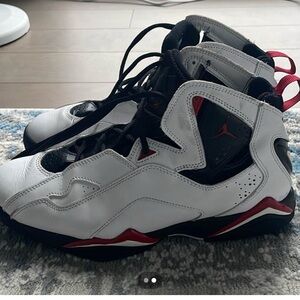 Jordan Athletic Shoes in White, Black, and Red